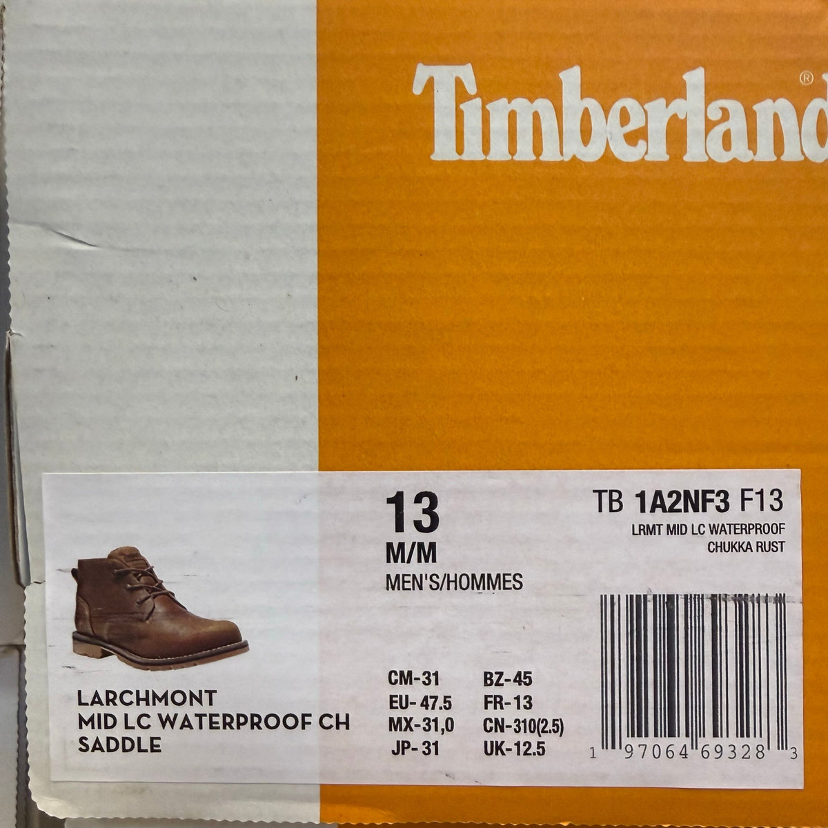 TIMBERLAND MEN'S 13 LARCHMONT MID LACED WATERPROOF SADDLE BROWN NIB A2NF3