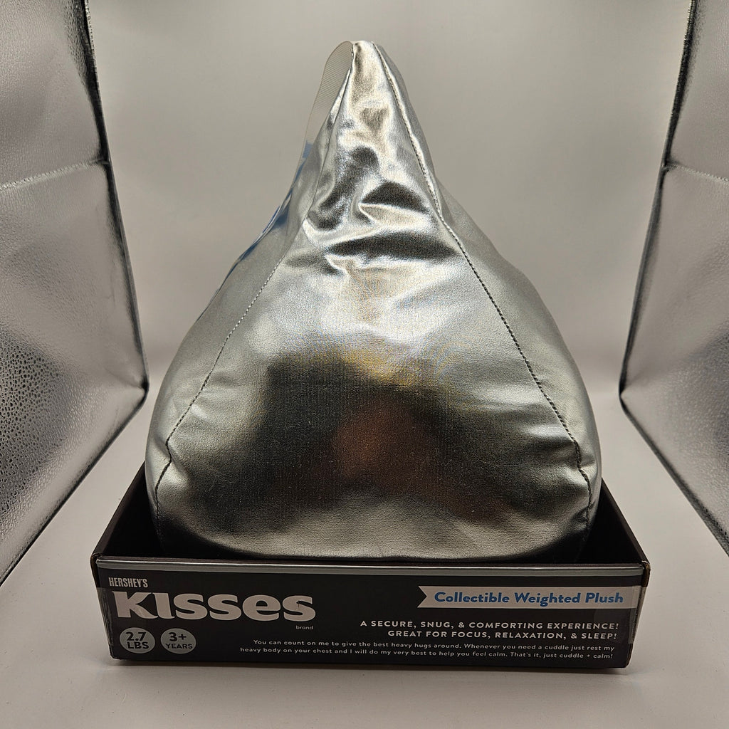 HERSHEY'S KISSES 2.7LB COLLECTIBLE WEIGHTED PLUSH SILVER CHOCOLATE CANDY PILLOW