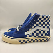 VANS MEN'S 8.5 SK8-HI CHECKERBOARD SIDEWALL CLASSIC BLUE SKATEBOARD NWOB
