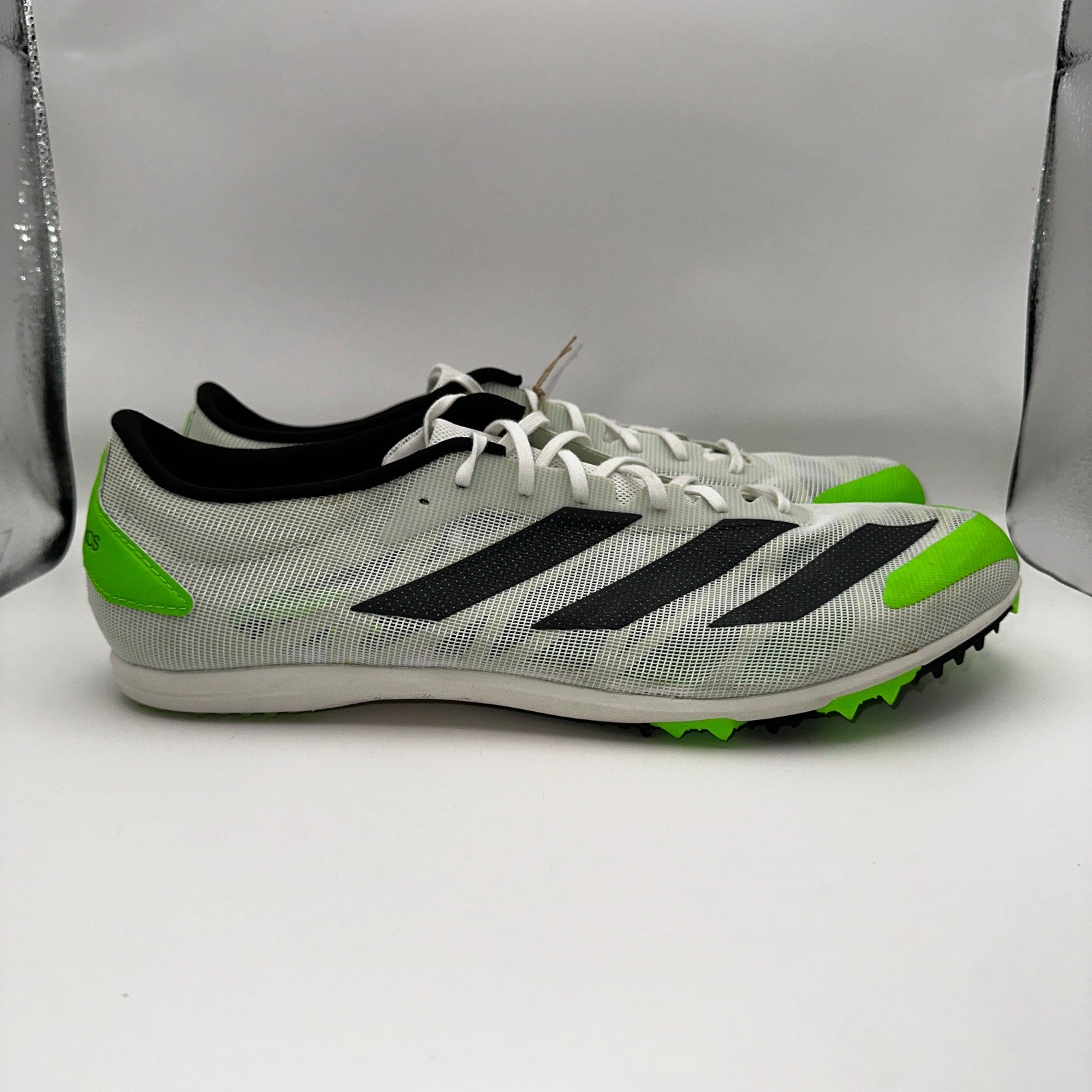 Adidas Adizero XCS Mens 15 Running Cleats White Solar Green GX6681