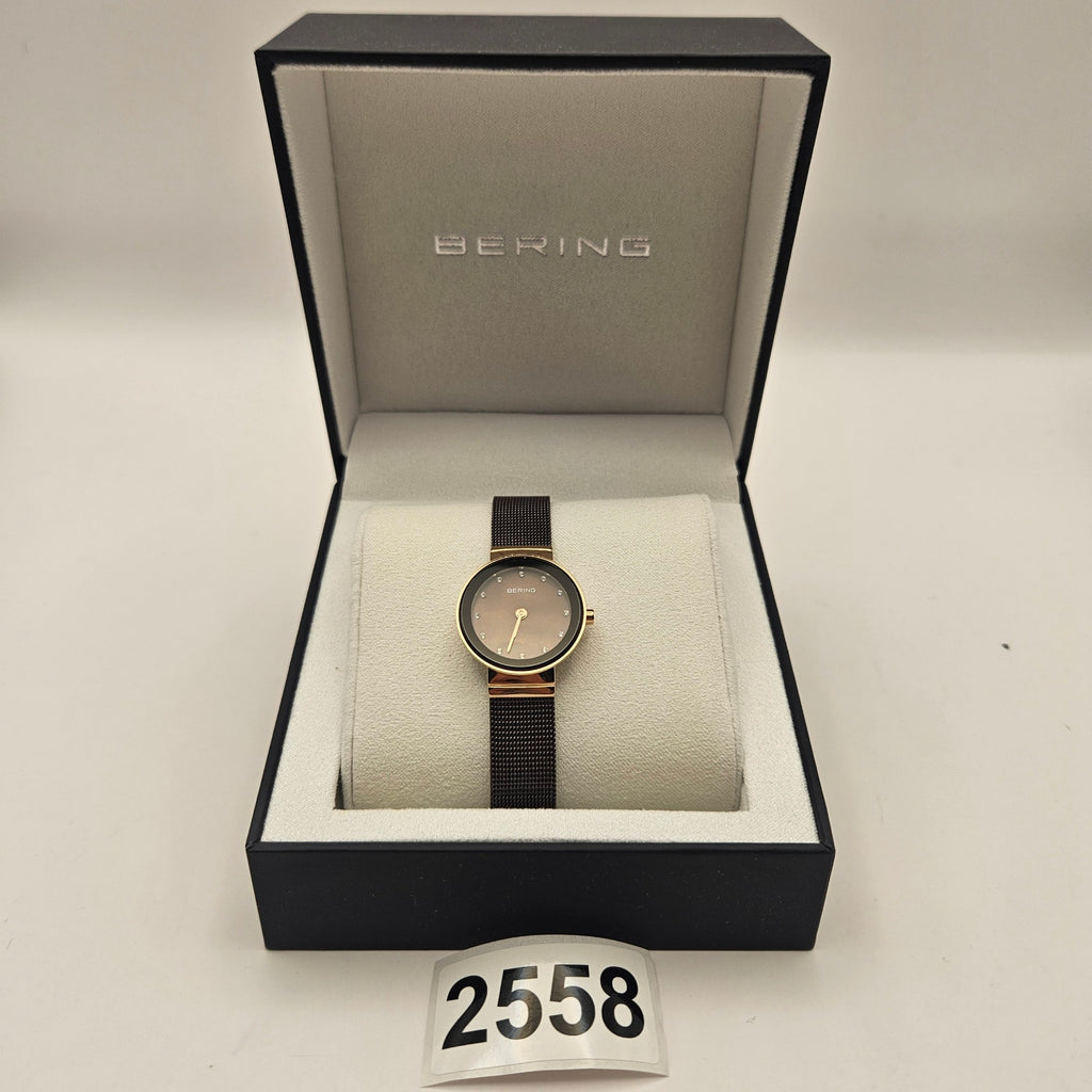 BERING WOMEN'S CLASSIC STAINLESS STEEL BROWN MILANESE MESH WATCH, 24M 10124-265