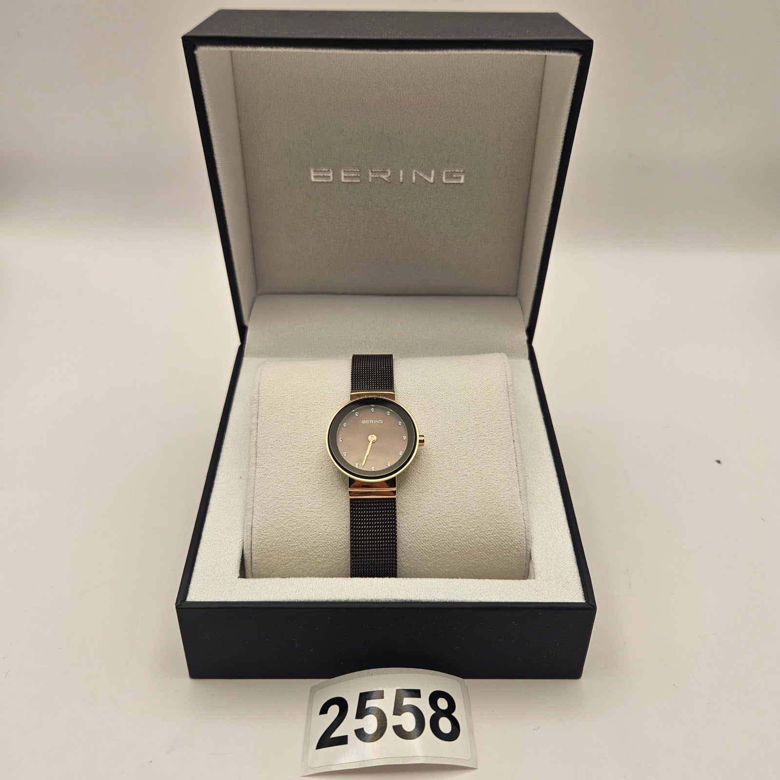 BERING WOMEN'S CLASSIC STAINLESS STEEL BROWN MILANESE MESH WATCH, 24M 10124-265