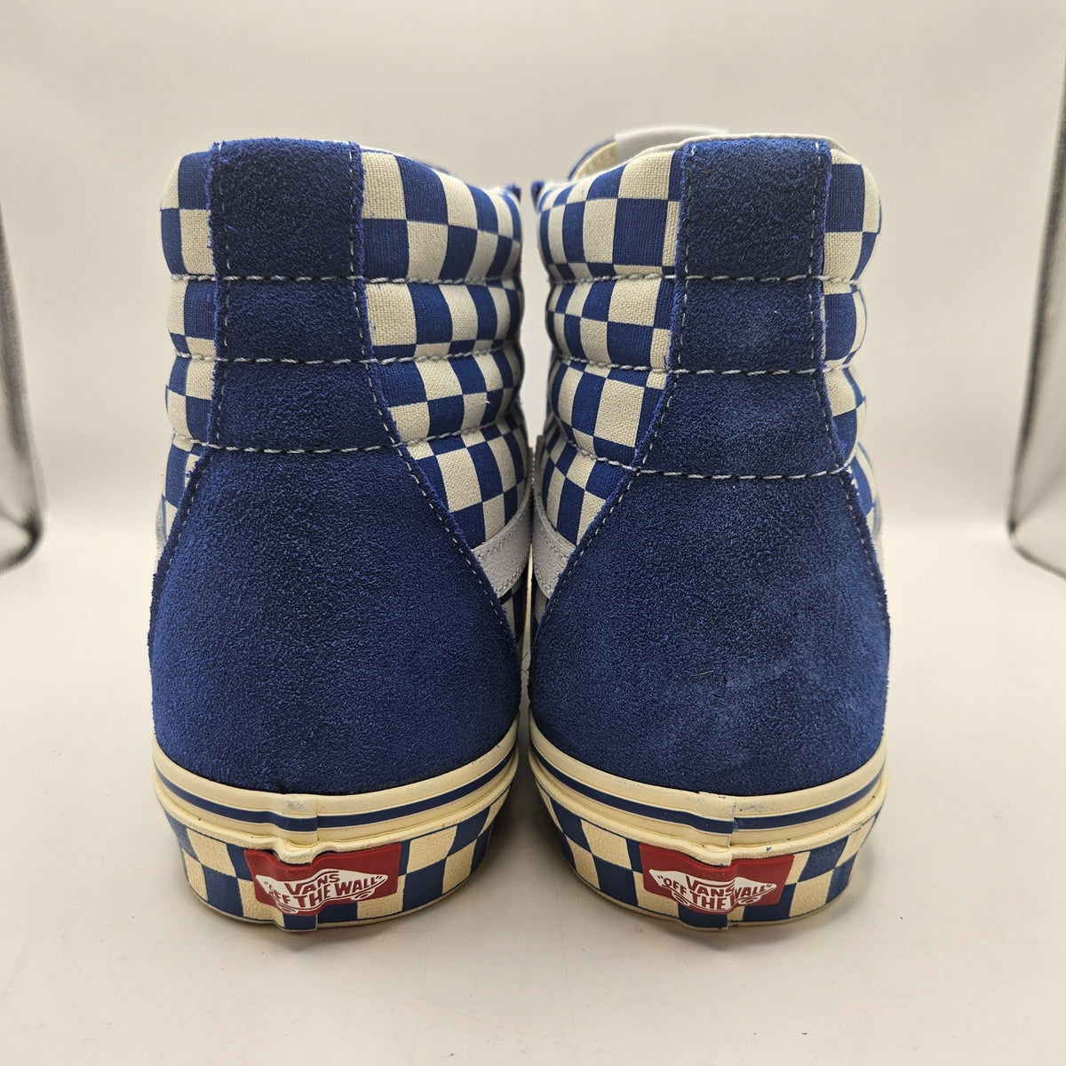 VANS MEN'S 12 SK8-HI CHECKERBOARD SIDEWALL CLASSIC BLUE SKATEBOARD NWOB