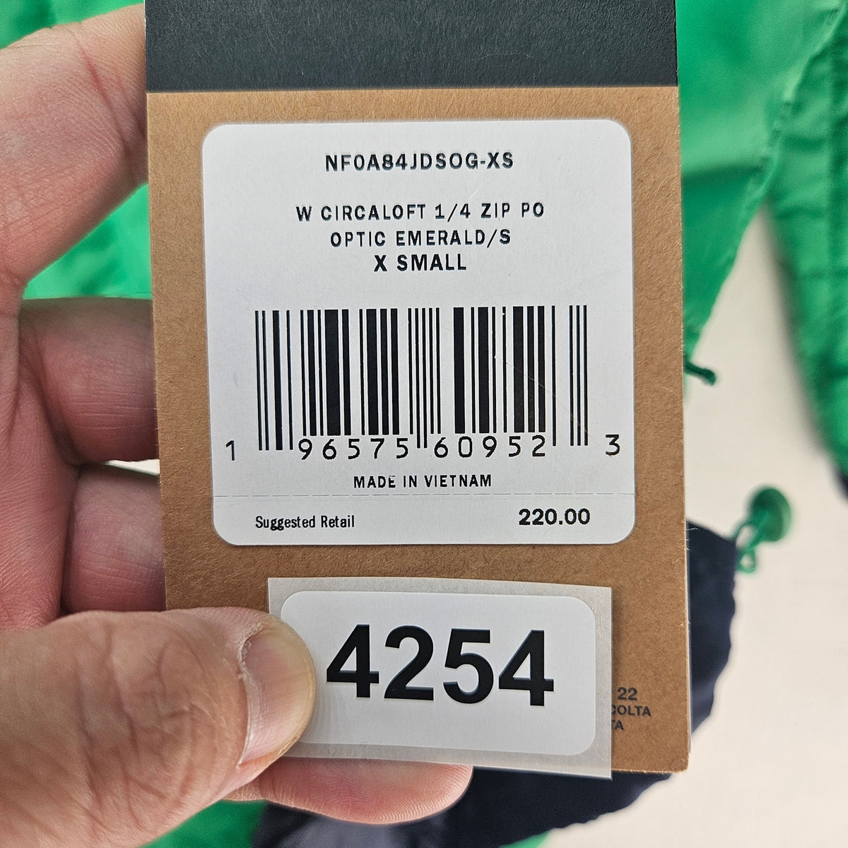 THE NORTH FACE WOMEN'S XS CIRCALOFT 1/4 ZIP PULLOVER HOODED QUILTED EMERALD