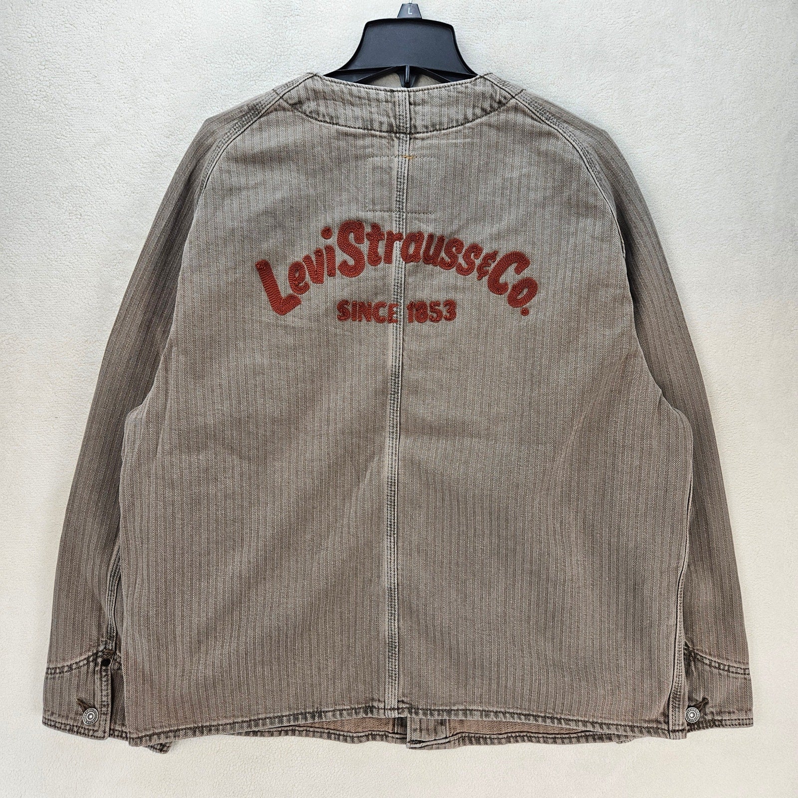LEVI'S MENS LARGE UNION ENGINEER CARDIGAN UNIFORM BADGE TAN NWT