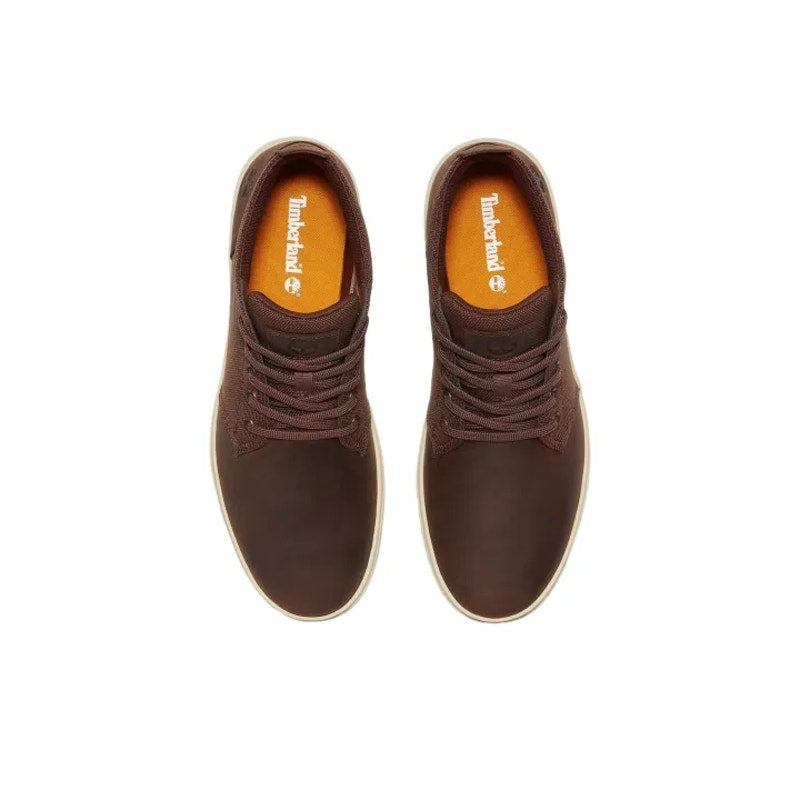 TIMBERLAND MEN'S 12 DAVIS SQUARE MID LACE SNEAKER DARK BROWN FULL GRAIN NIB