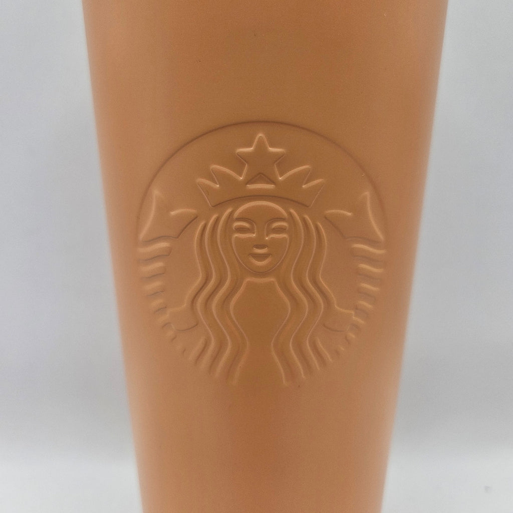 STARBUCKS 24oz MATTE PEACH ORANGE HIBISCUS LID TUMBLER NWT