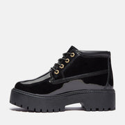 TIMBERLAND WOMEN'S 6.5 STONE STREET MID LACE WATERPROOF PATENT BLACK LEATHER NIB