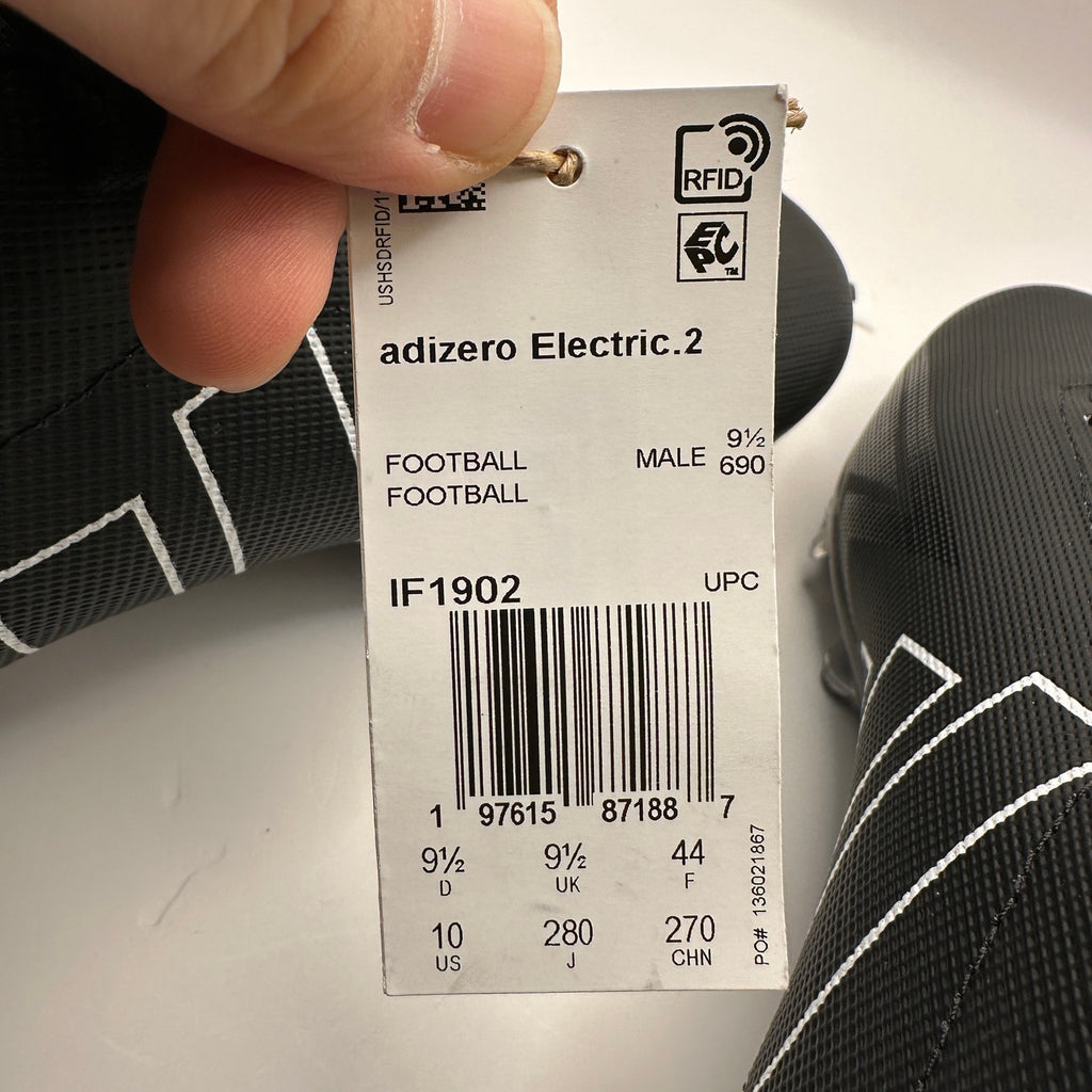 ADIDAS MEN'S 10 ADIZERO ELECTRIC .2 IF1902 BLACK FOOTBALL CLEATS