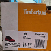 TIMBERLAND MEN'S 10 MID LACE CHUKKA BOOT RED BLACK NUBUCK CANVAS TB0A431HAET