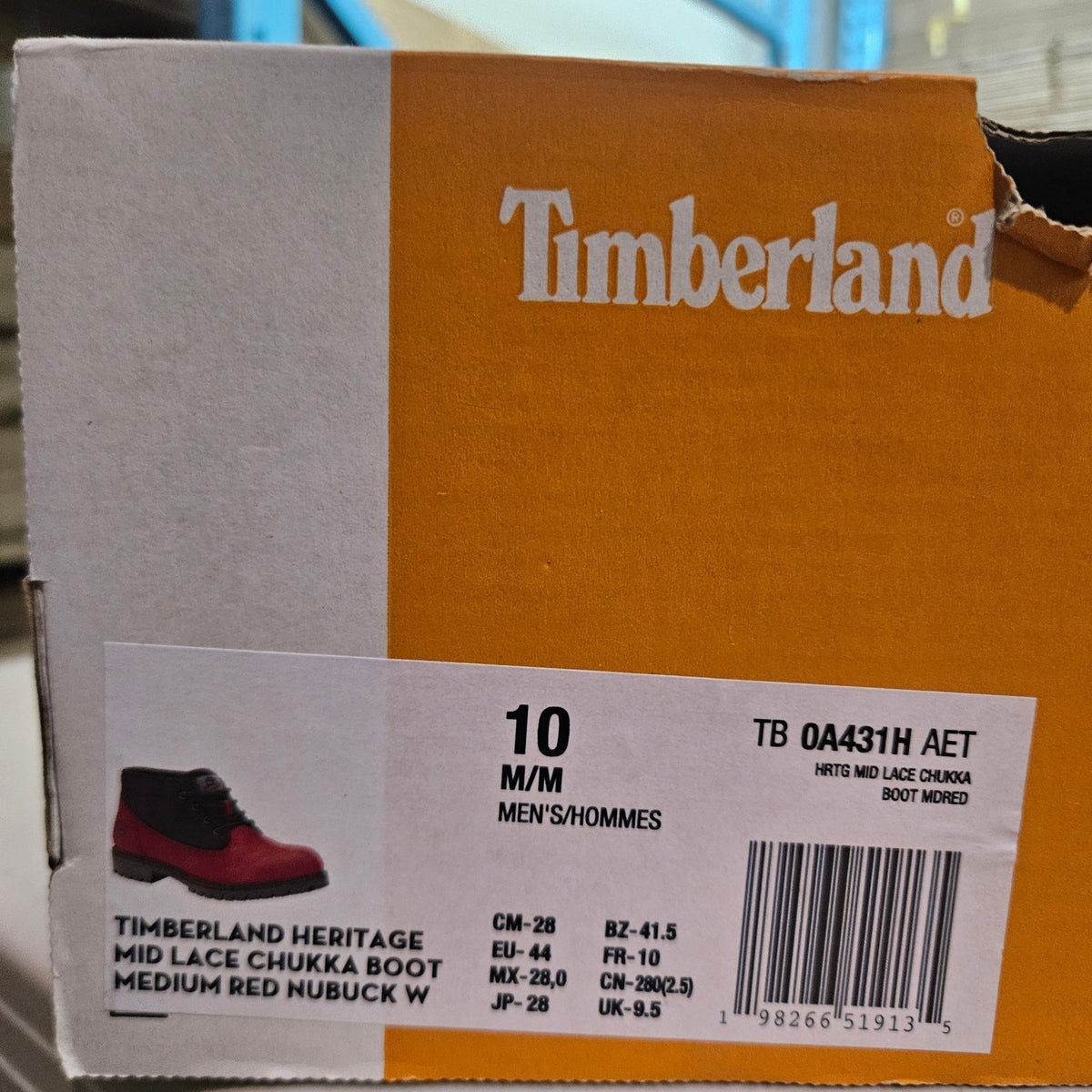 TIMBERLAND MEN'S 10 MID LACE CHUKKA BOOT RED BLACK NUBUCK CANVAS TB0A431HAET