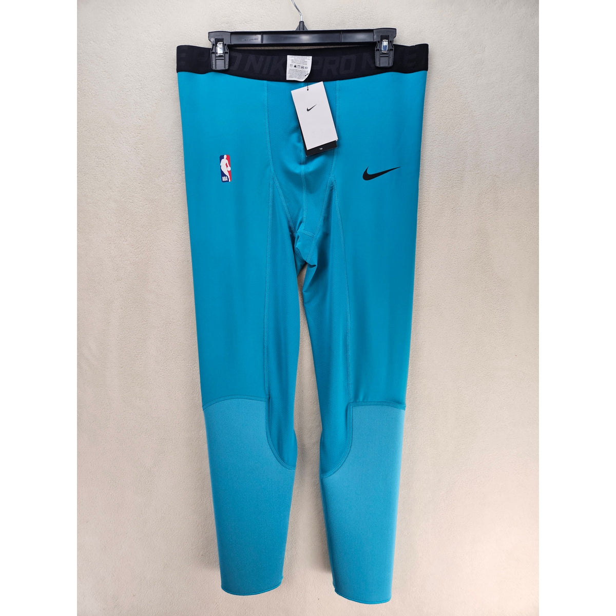 NIKE MEN'S XXL TALL NBA PRO TEAL COMPRESSION TIGHTS PADDED KNEES AA0752-428