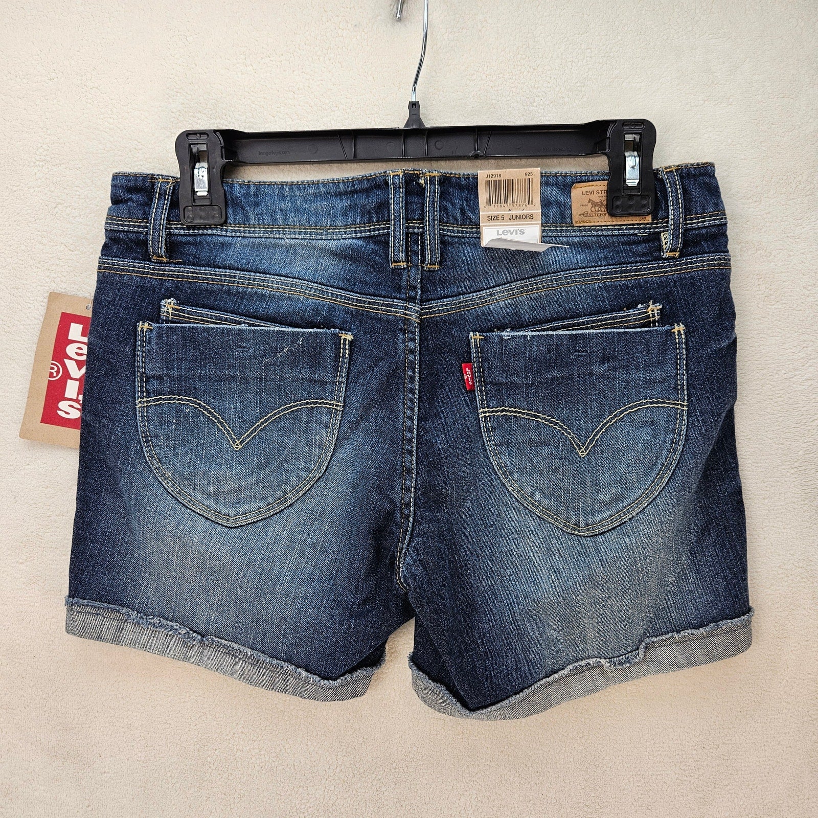 LEVI'S JUNIORS SIZE 5 DENIM SHORTS MEDIUM WASH CUFFED STRETCH JEAN SHORTS NWT