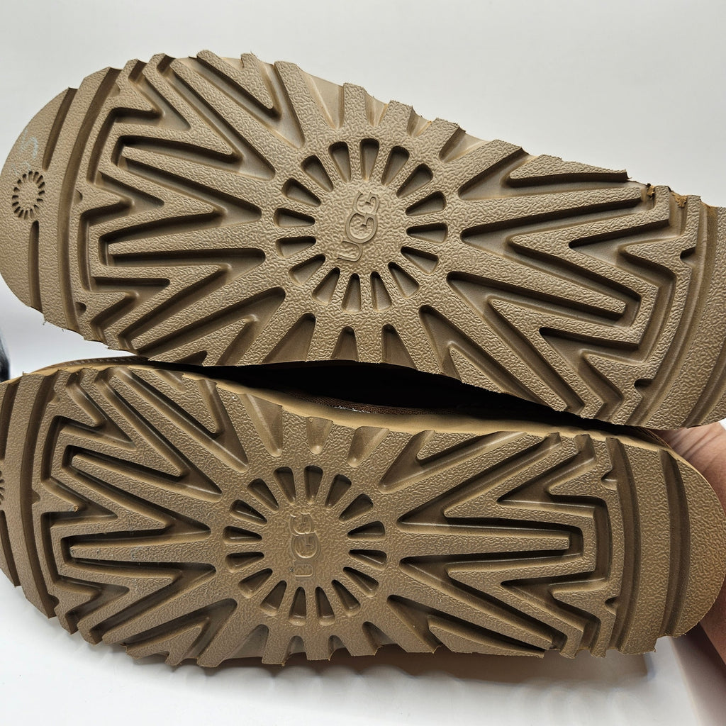 UGG WOMEN'S 11 ANSLEY PARC CHESTNUT SUEDE SLIP ON PLATFORM SLIPPERS NWOB 1158250