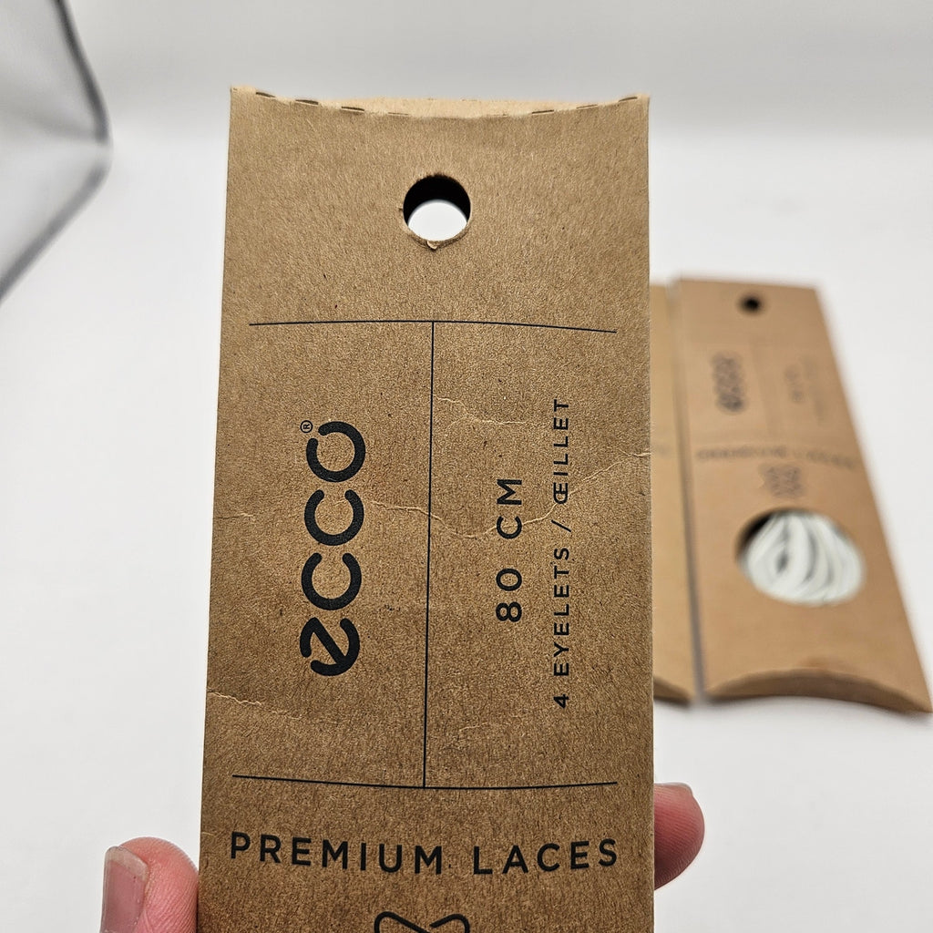 LOT OF 3 - ECCO PREMIUM LACES 80CM SHADOW WHITE FLAT NIB 1X3 PAIRS