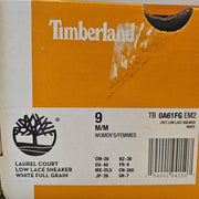 TIMBERLAND WOMEN'S 9 LAUREL COURT LOW LACE SNKR WHT FULL GRAIN NIB
