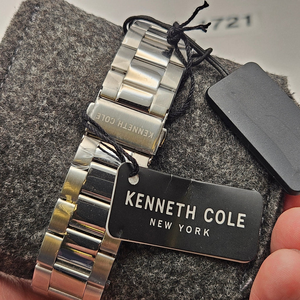 KENNETH COLE NEW YORK MEN'S QUARTZ DIAMOND ACCENTS STAINLESS STEEL 42MM NWT