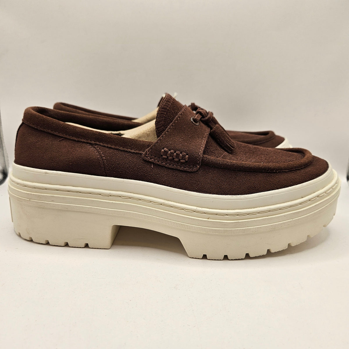 CONVERSE WOMEN'S 11 ALL STAR LUGGED HEEL LOAFER PLATFORM BROWN SUEDE A15552C