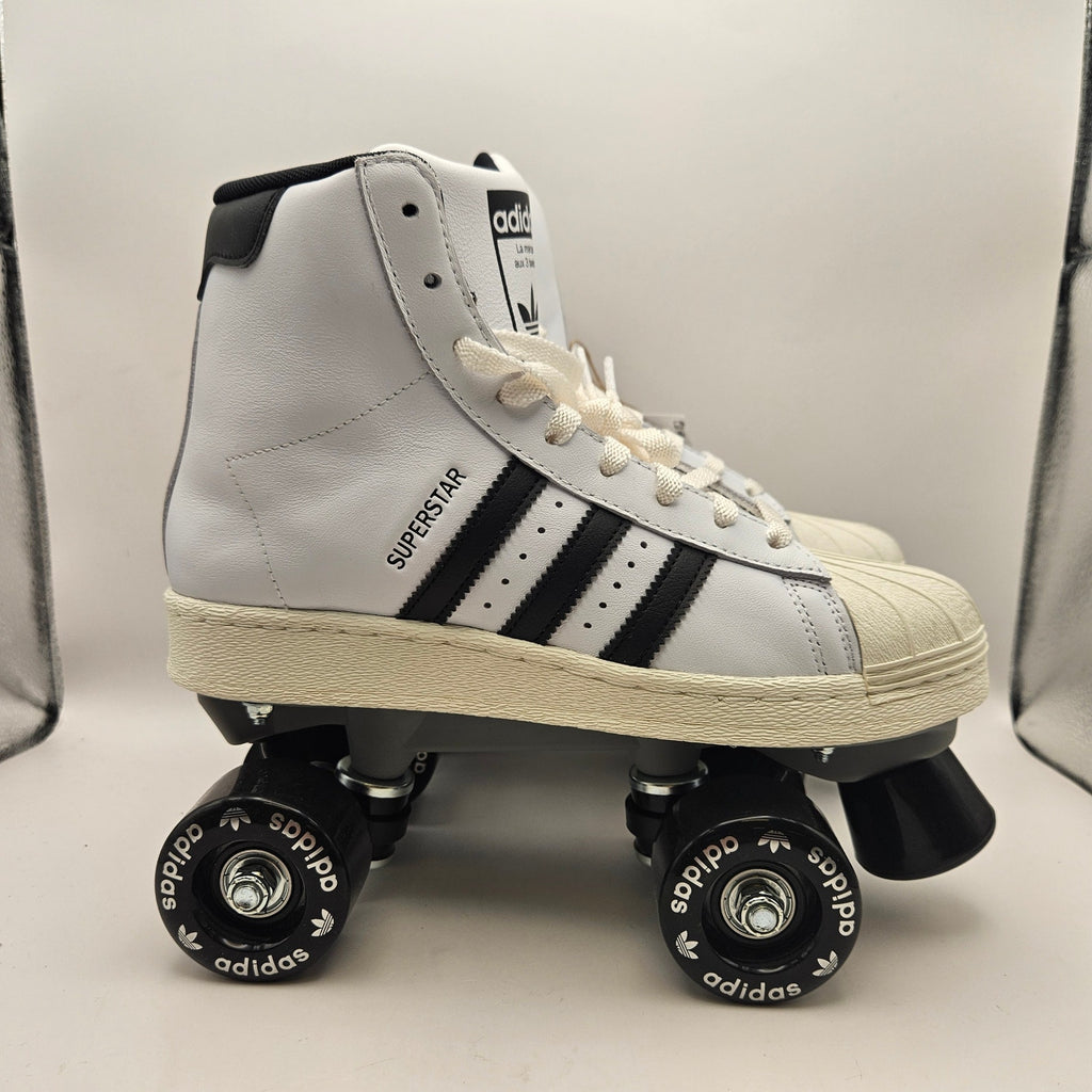 ADIDAS WOMEN'S 6.5 SUPERSTAR HI WHITE BLACK ROLLER SKATES NWOB JS4038