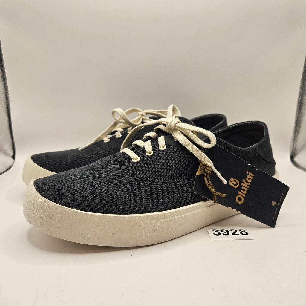 OLUKAI MEN'S 11 TRADEWIND BLACK LAVA ROCK LIGHTWEIGHT CANVAS COMFORT SHOES NWOB