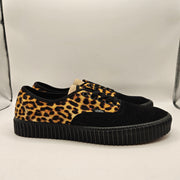VANS MEN'S 10.5 AUTHENTIC LEOPARD PRINT BLACK SUEDE LOW TOP SNEAKER NWOB