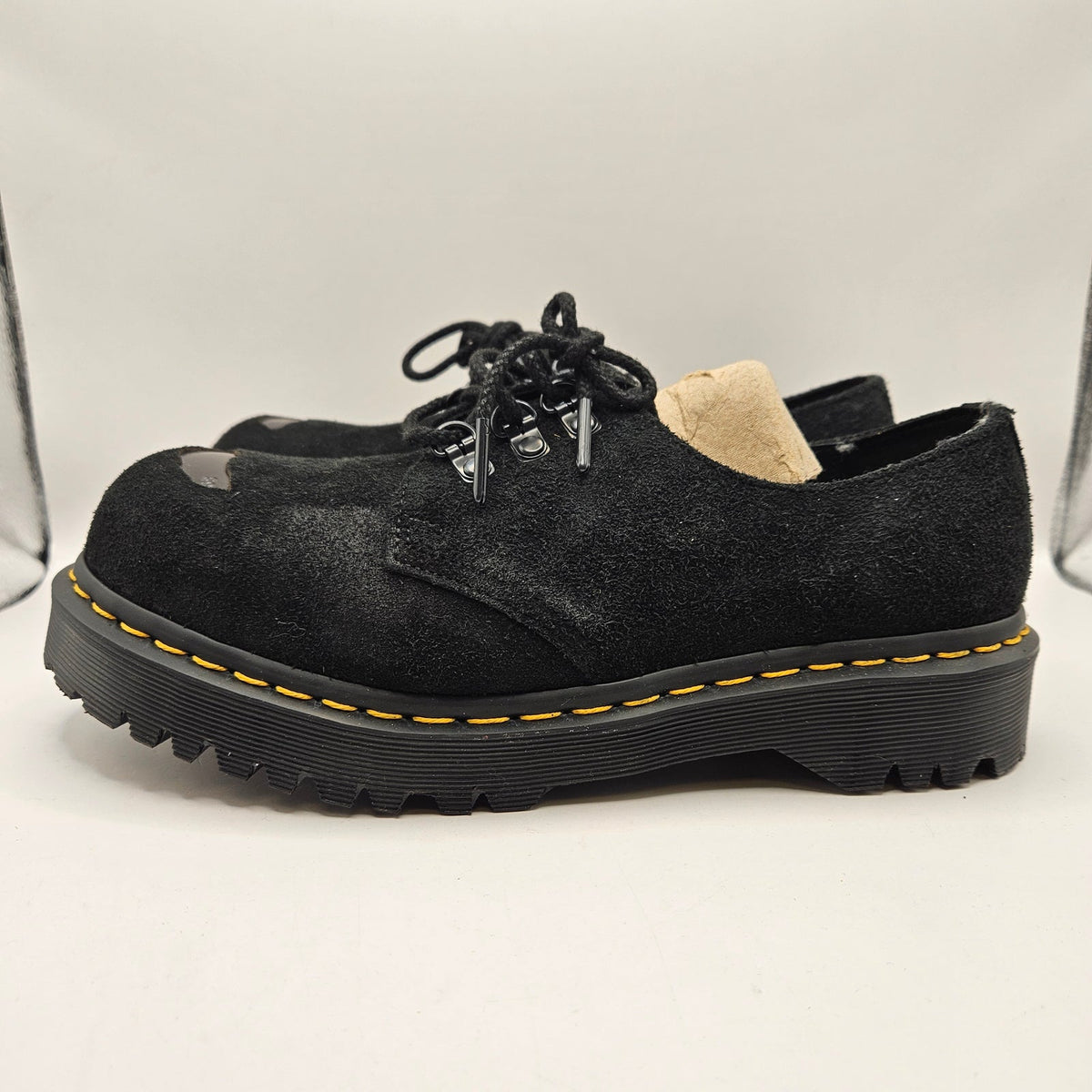 DR MARTENS MEN'S 8 BLACK BEX EXPOSED ST STEEL TOE 1461 OXFORD SHOES SUEDE