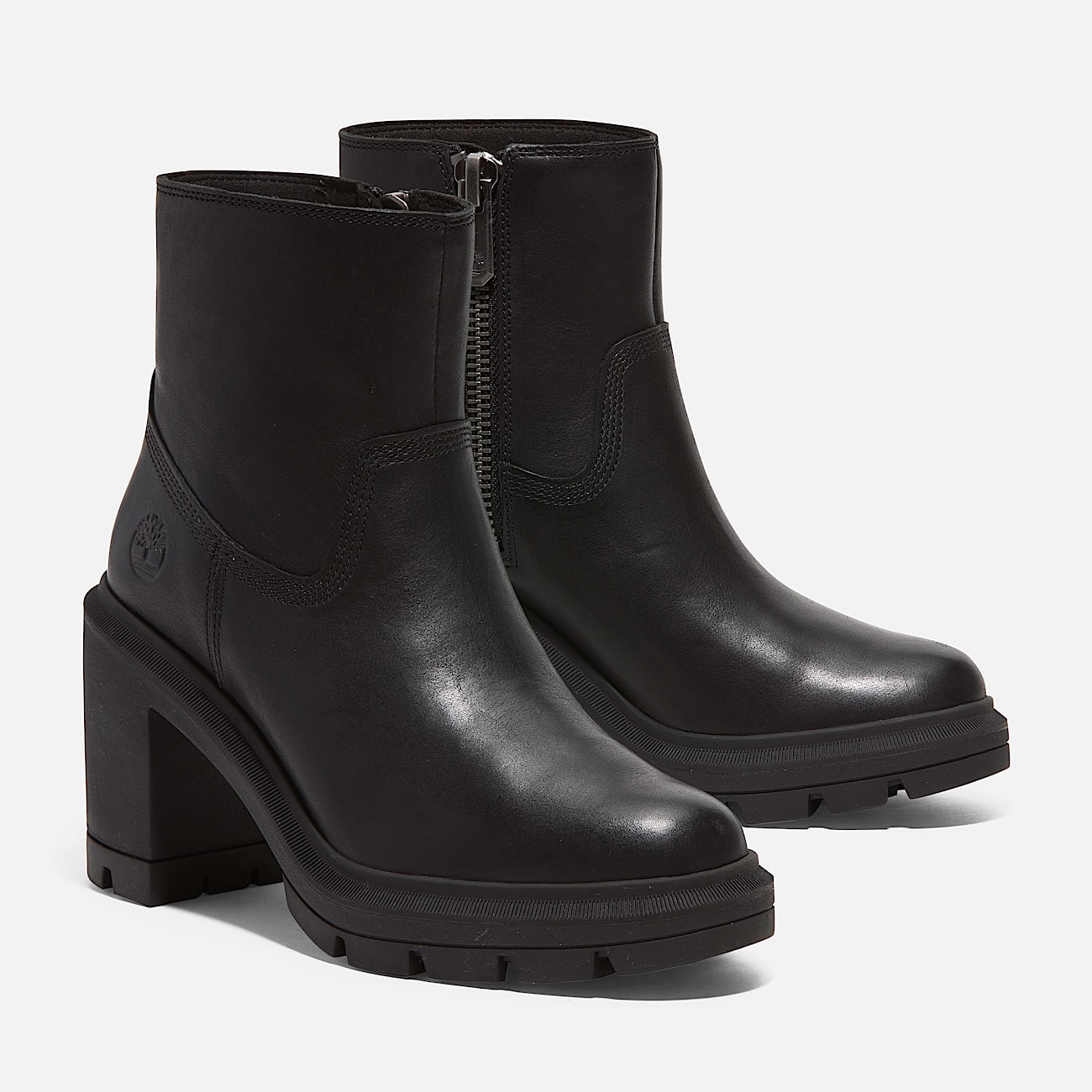 TIMBERLAND WOMEN'S 10 ALLINGTON HEIGHTS MID ZIP BOOT BLACK FULL GRAIN NIB