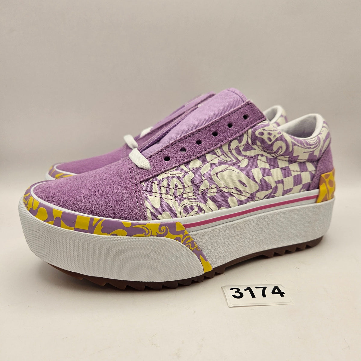VANS WOMEN'S 6 OLD SKOOL STACKFORM PURPLE PSYCHEDELIC PLATFORM SNEAKERS NWOB