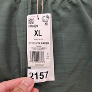 ADIDAS WOMEN'S XXL PACER 3 STRIPE WOVEN TRAINING SHORTS GREEN OXIDE HM8699 NWT