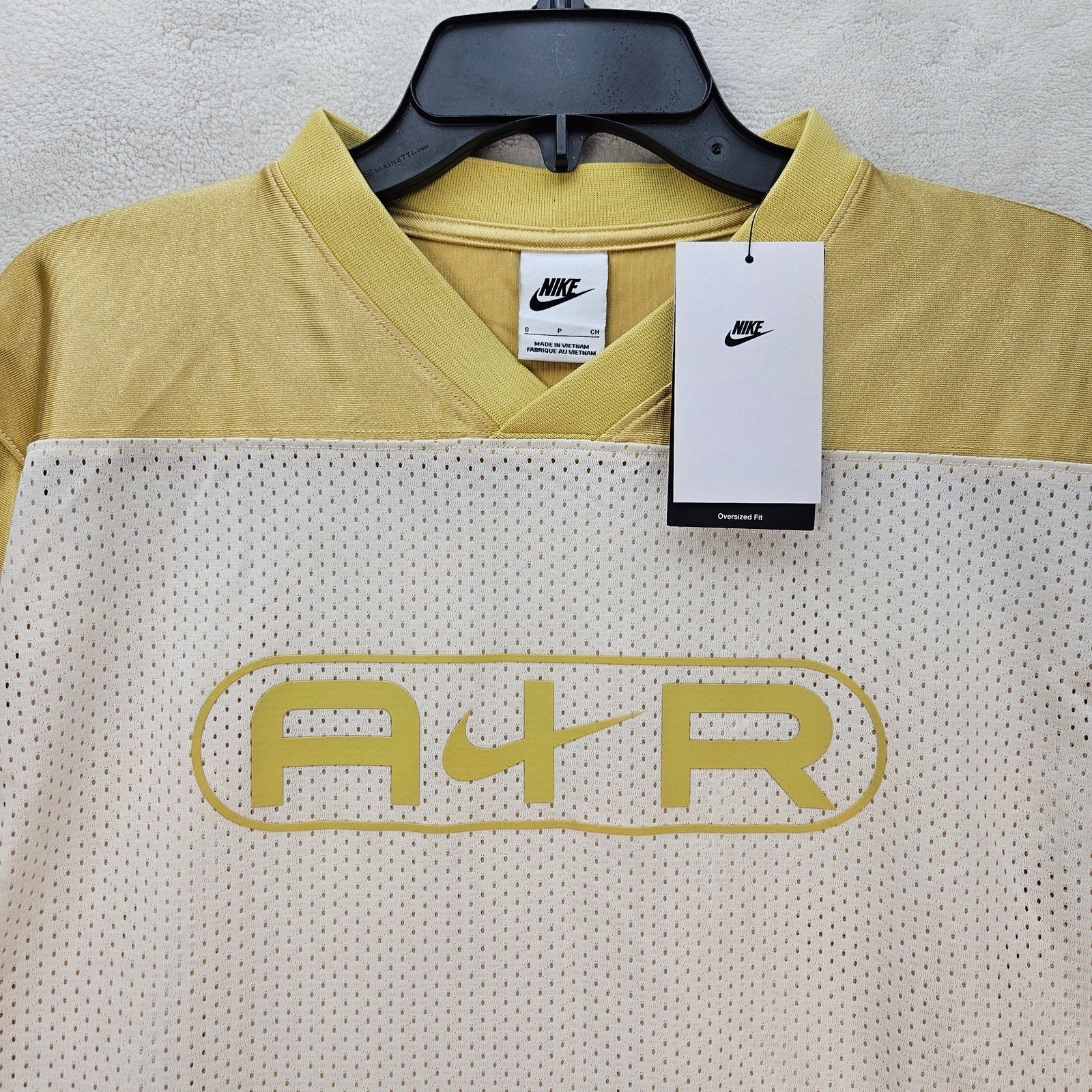 NIKE WOMEN'S SMALL AIR FOOTBALL JERSEY DRESS GOLDEN WHITE FN2253-700 NWT