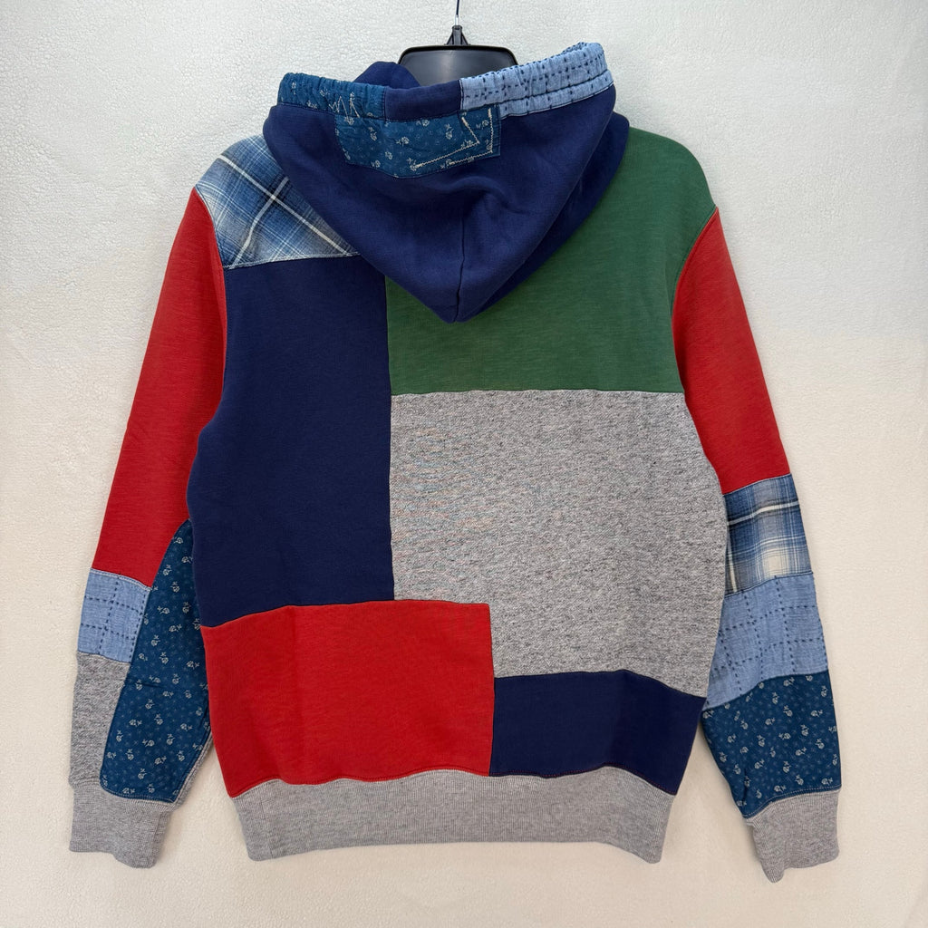 POLO RALPH LAUREN PATCHWORK HOODIE SIZE SMALL COUNTRY AMERICAN FLAG