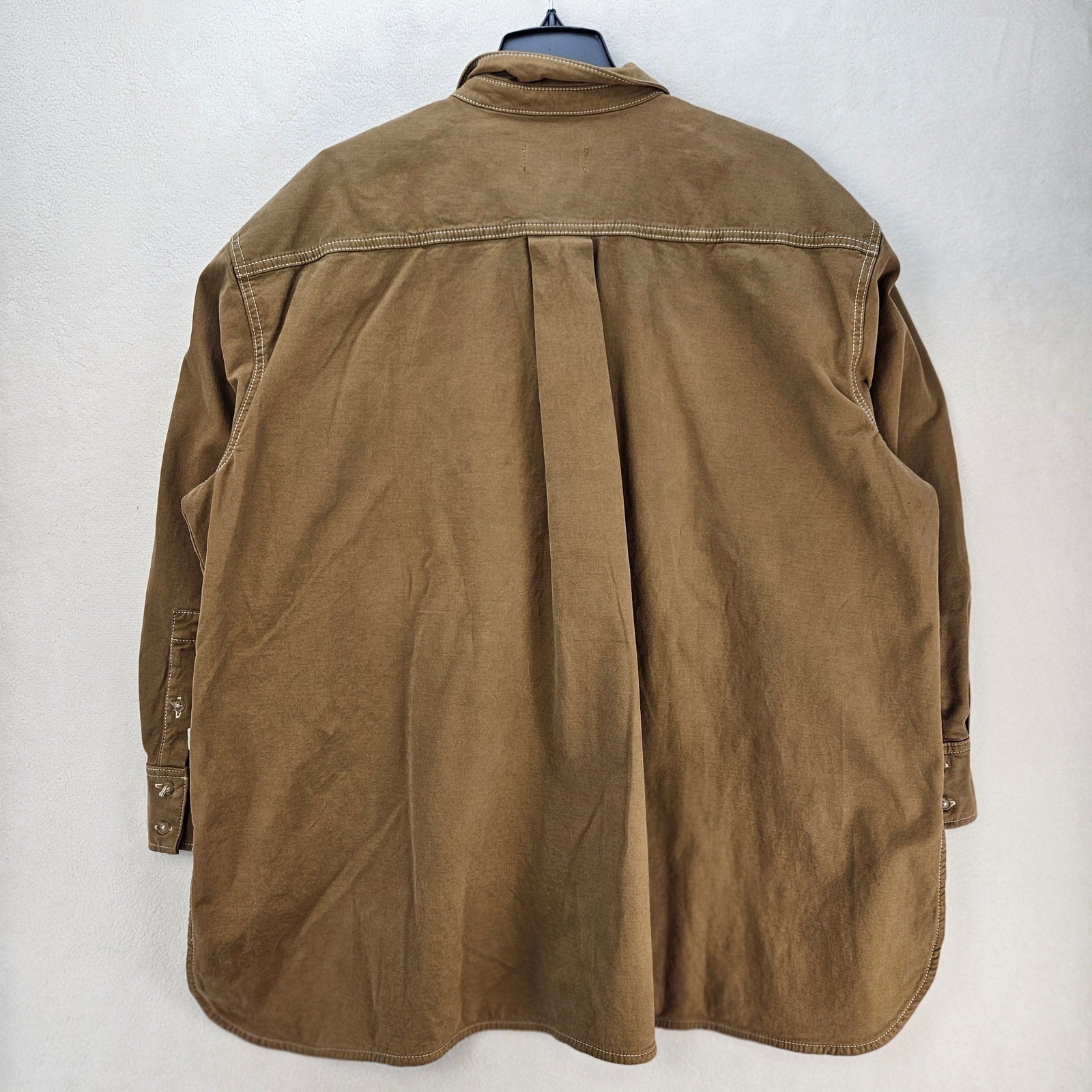 7 FOR ALLMANKIND WOMEN'S L NINA OVERSHIRT TWILL SAND STORM BUTTON SHACKET NWT