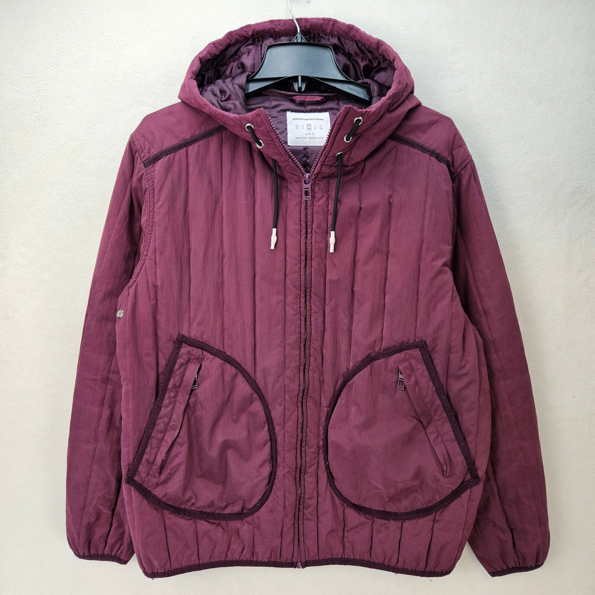 URBAN OUTFITTERS WOMEN'S MEDIUM BURGUNDY HOODED QUILTED JACKET