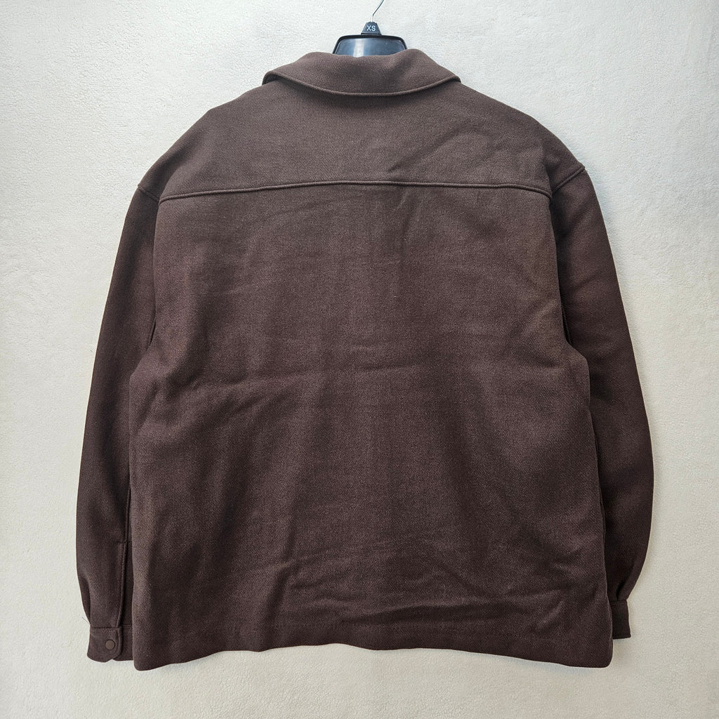 NIKE MEN'S LARGE LIFE WOOL BLEND OVERSHIRT JACKET BROWN SNAP FRONT UTILITY POCKT