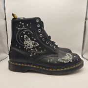 DR MARTEN'S MEN'S 13 1460 PASCAL BLACK CELESTIAL MOTH EMBROIDERED BOOTS NWOB