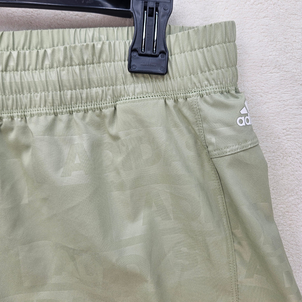 ADIDAS WOMEN'S MEDIUM PACER WOVEN DEBOSS TRAINING/RUNNING SHORTS LIME HK7544 NWT