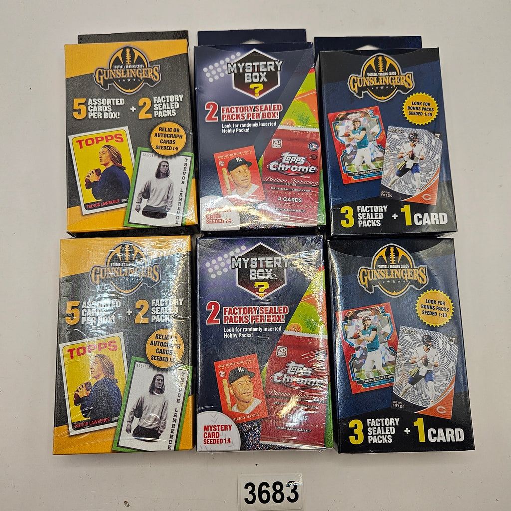 LOT OF 6 - SEALED FOOTBALL TRADING CARD MYSTERY BOXES GUNSLINGERS TOPPS CHROME