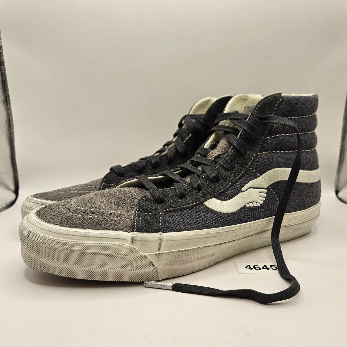 VANS X NOTRE MEN'S 12 SK8 HI REISSUE 38 LX RAVEN GRAY SKATEBOARDING SNEAKER BONE