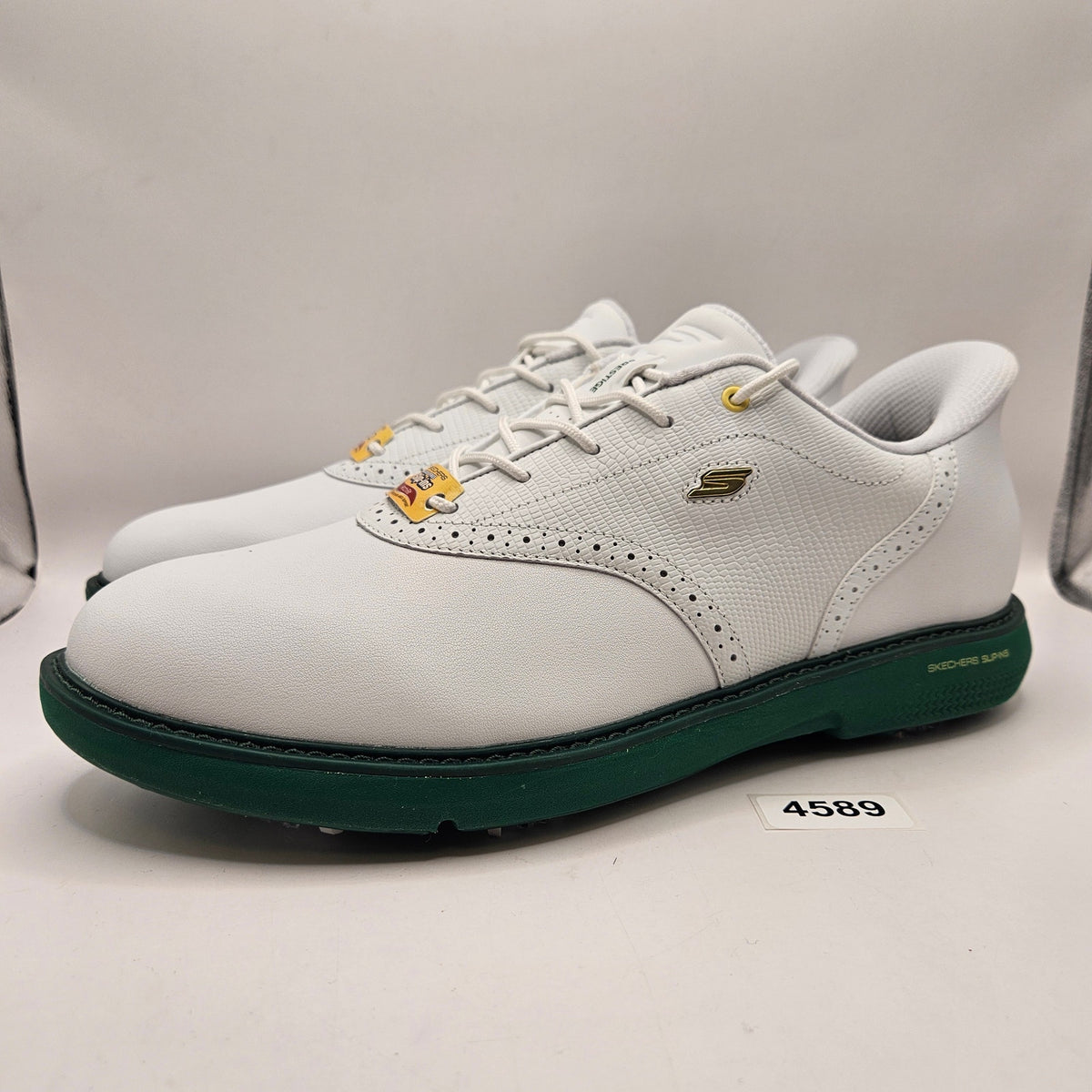 SKECHERS MEN'S 10 GO GOLF PRESTIGE SLIP IN SHOES 214124 ARCH FIT WHITE GREEN