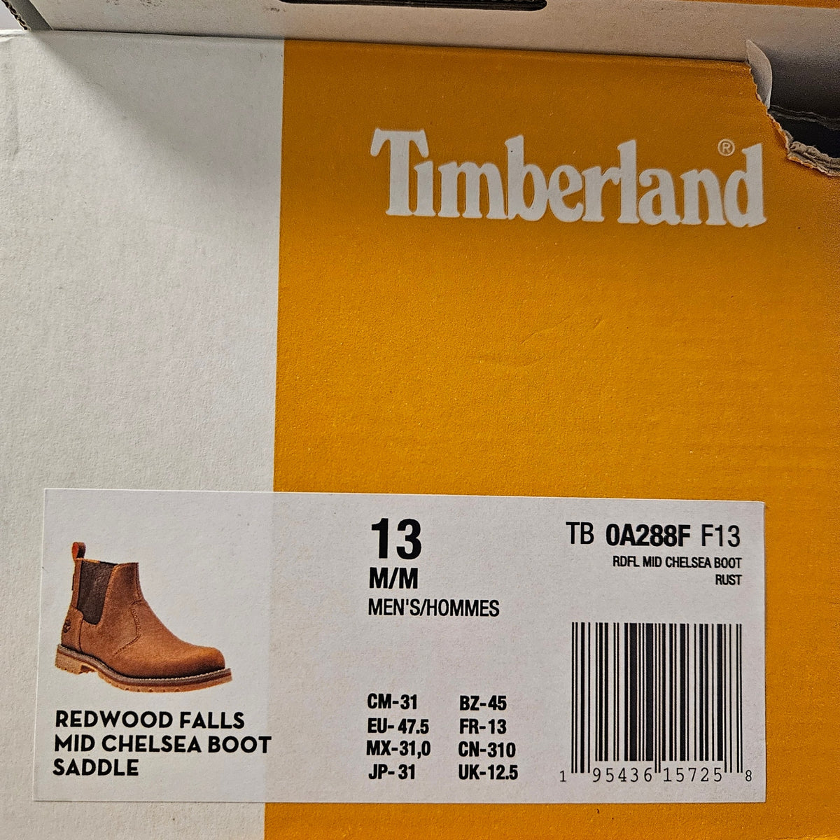 TIMBERLAND MEN'S 13 REDWOOD FALLS CHELSEA BOOT SADDLE TB0A288FF13