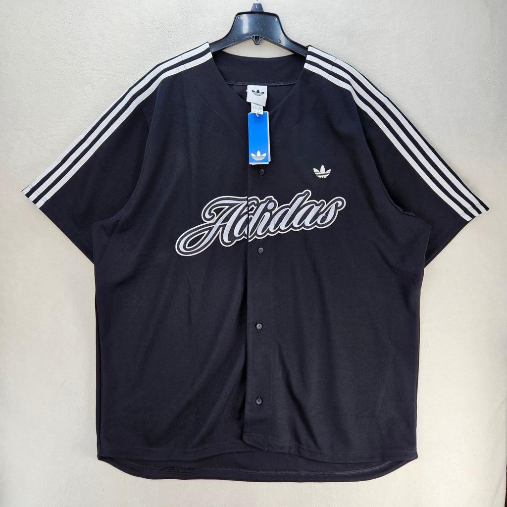ADIDAS ORIGINALS MEN'S XXL BLACK SS SHIRT WITH STRIPES SUMMER LEAGUE VARSITY NWT