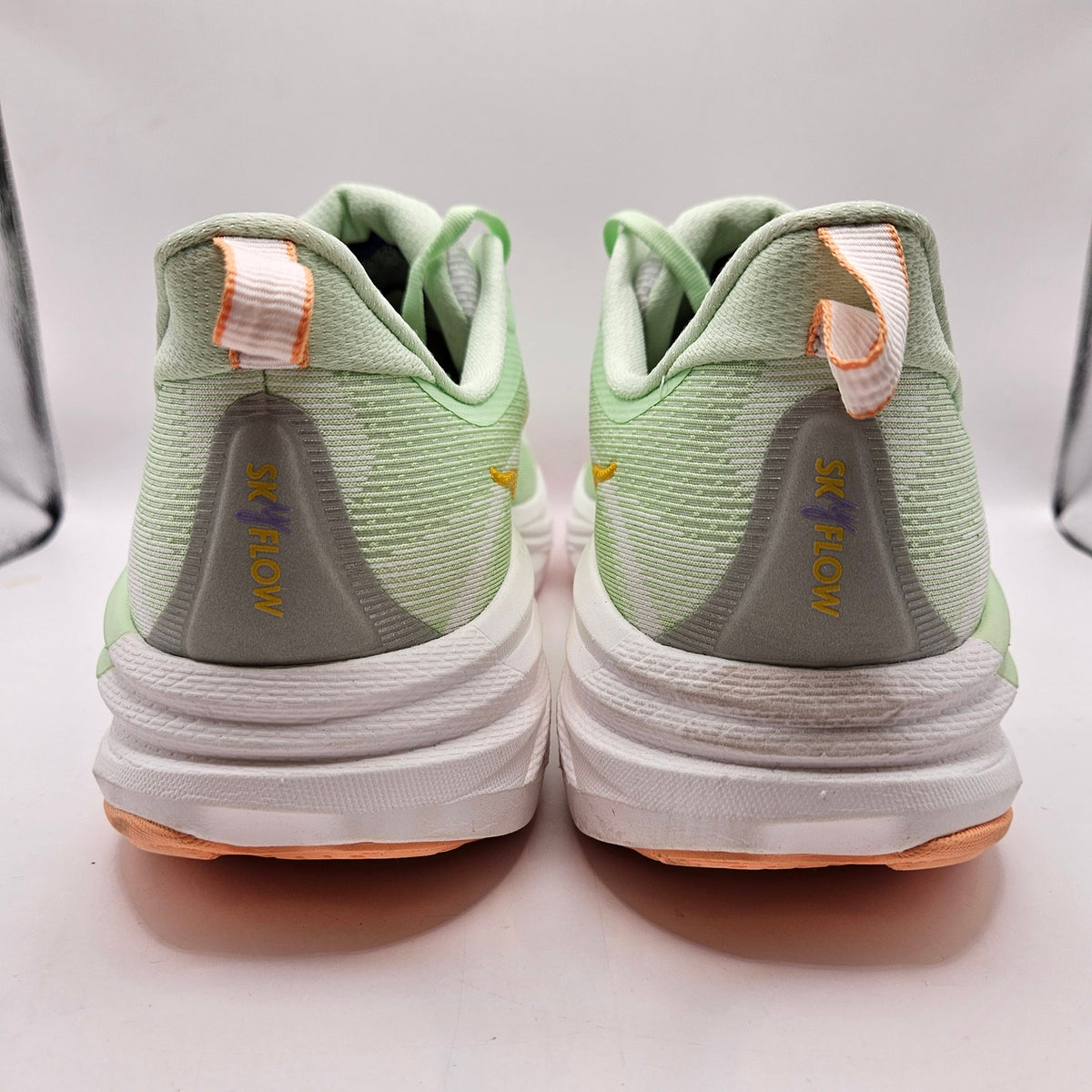 HOKA MEN'S 13 LUNA MOTH WHITE SKYFLOW RUNNING SHOES 1155111 LHW GREEN RAINBOW
