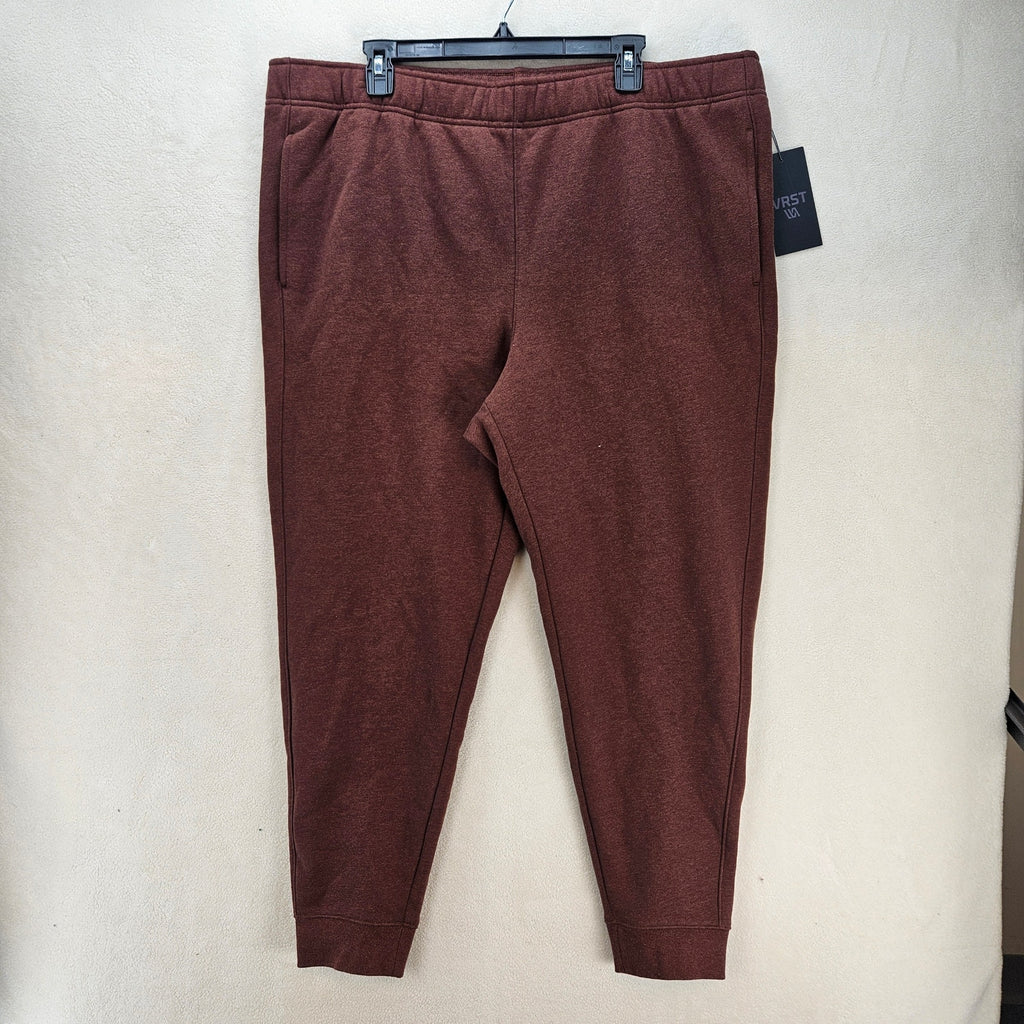 VRST MEN'S XXL FLEECE JOGGER PANTS EARTH BROWN HEATHER NWT