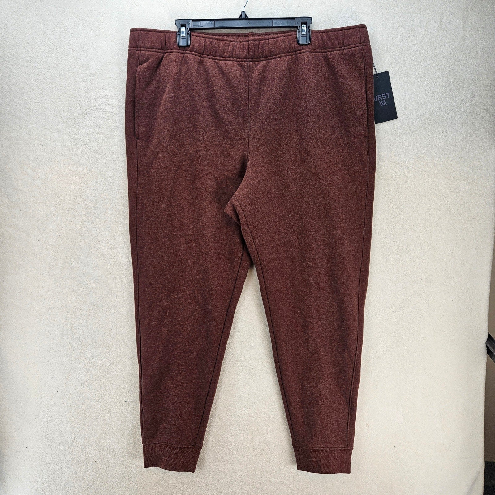 VRST MEN'S XXL FLEECE JOGGER PANTS EARTH BROWN HEATHER NWT