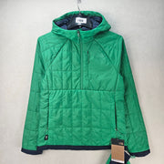 THE NORTH FACE WOMEN'S XS CIRCALOFT 1/4 ZIP PULLOVER HOODED QUILTED EMERALD