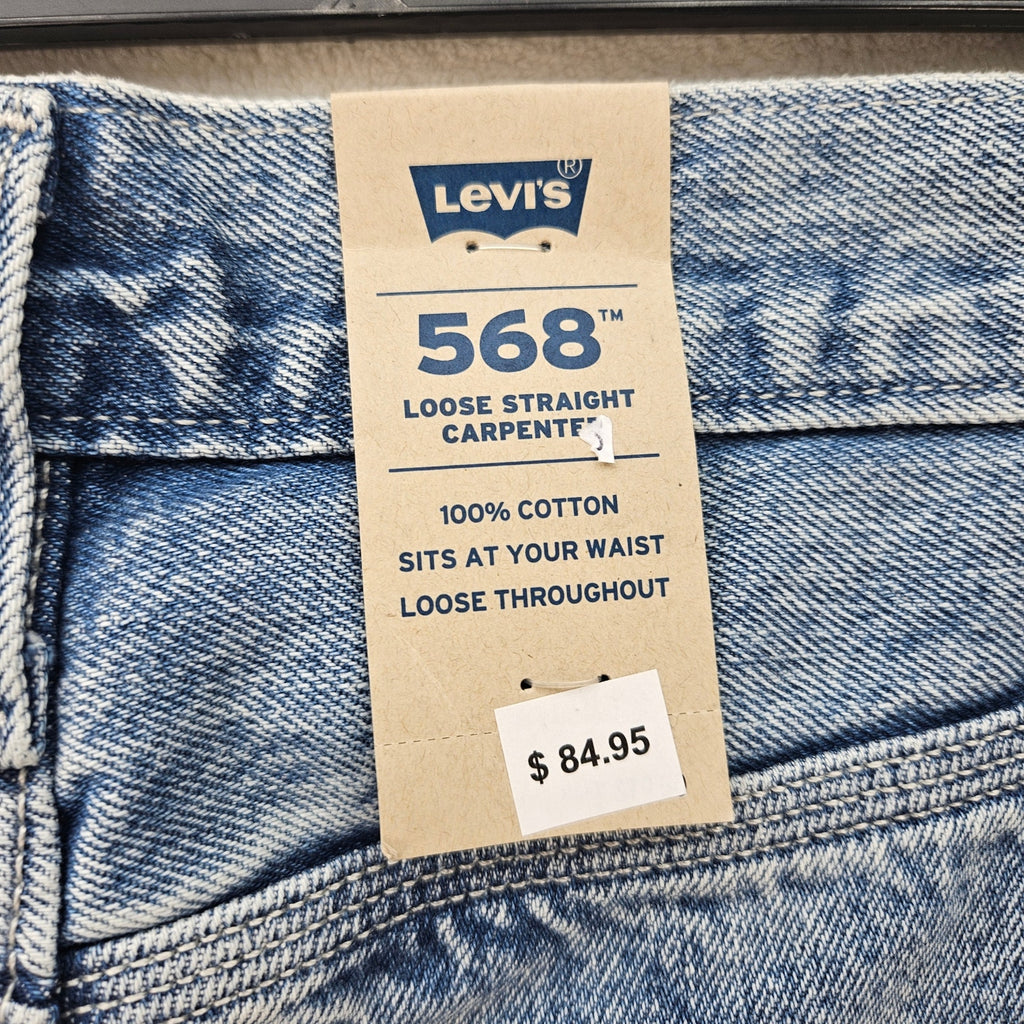 LEVI'S 568 MEN'S 30X32 CARPENTER LIGHT BLUE DENIM JEANS NWT WORKWEAR