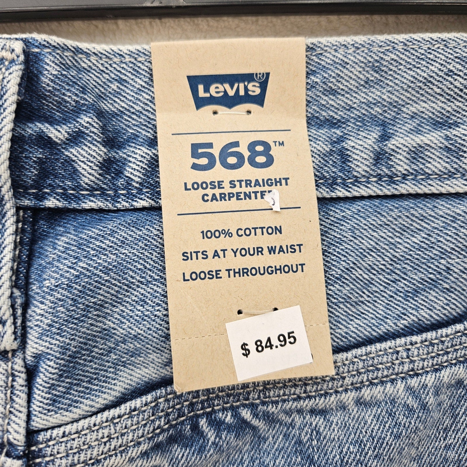 LEVI'S 568 MEN'S 30X32 CARPENTER LIGHT BLUE DENIM JEANS NWT WORKWEAR