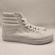 VANS WOMEN'S 8 SK8 HI CANVAS HI TOP SKATEBOARDING SNEAKERS TRIPLE WHITE
