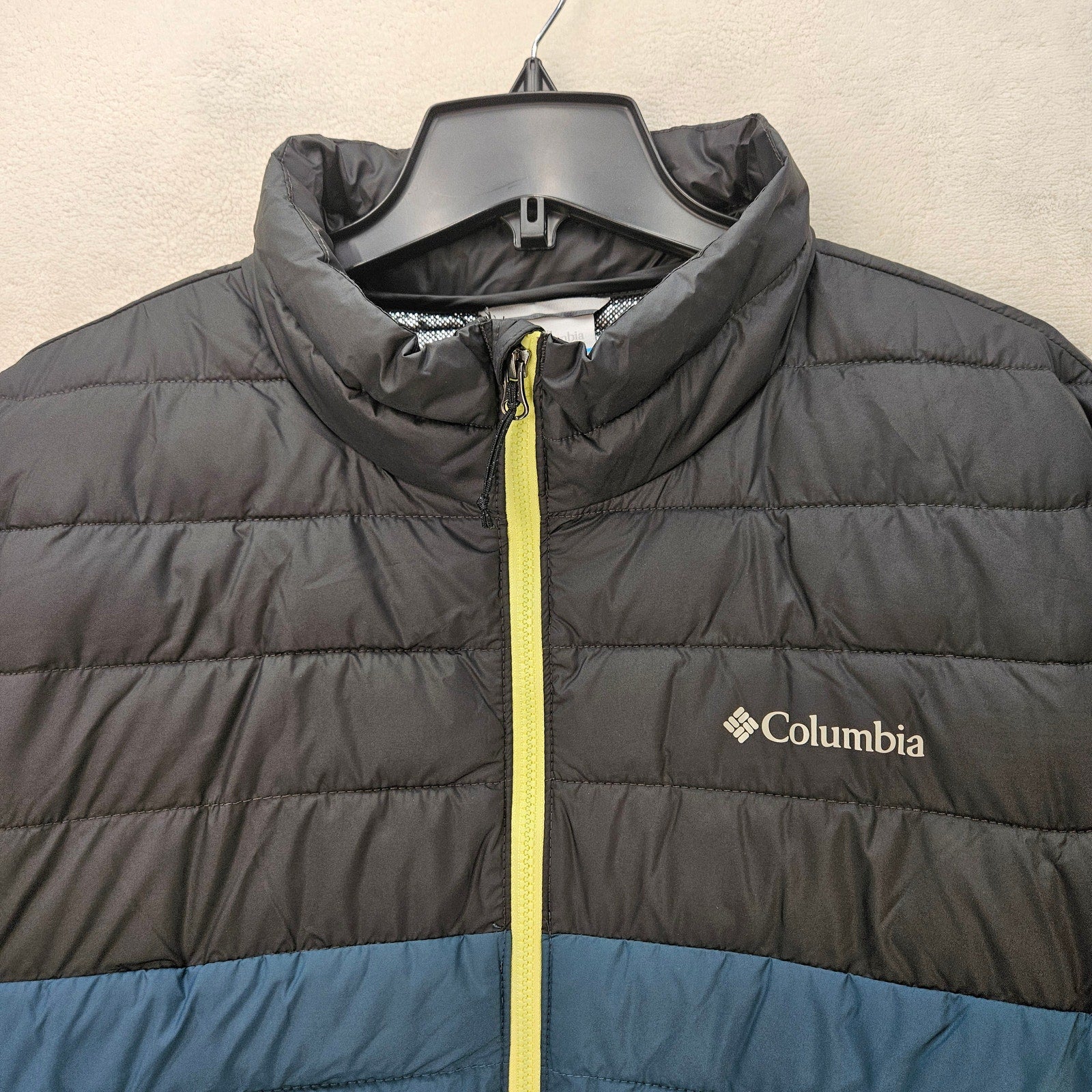 COLUMBIA MEN'S XL POWDER LITE II PUFFER JACKET BLUE BLK OMNI HEAT INSULATED NWT