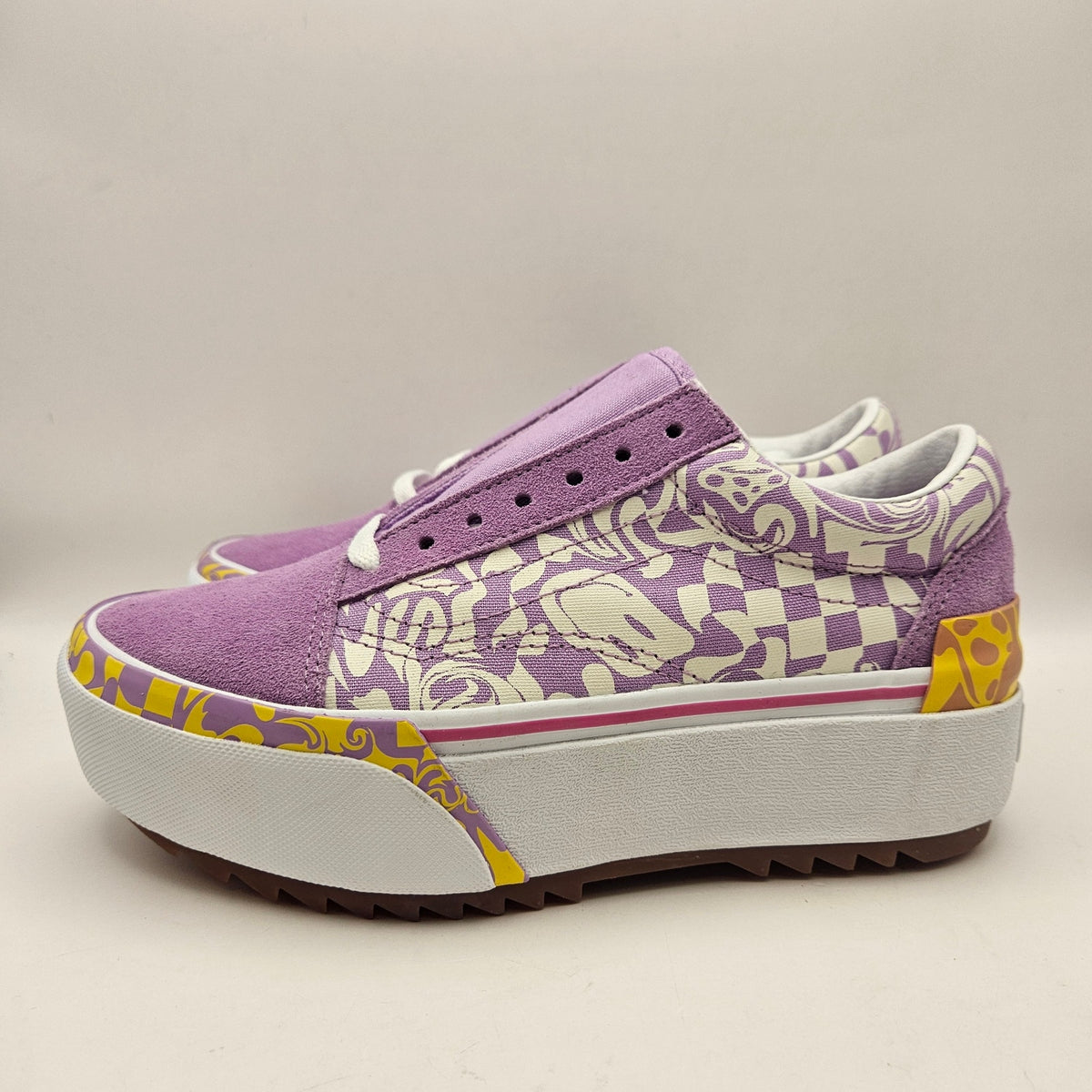 VANS WOMEN'S 6 OLD SKOOL STACKFORM PURPLE PSYCHEDELIC PLATFORM SNEAKERS NWOB